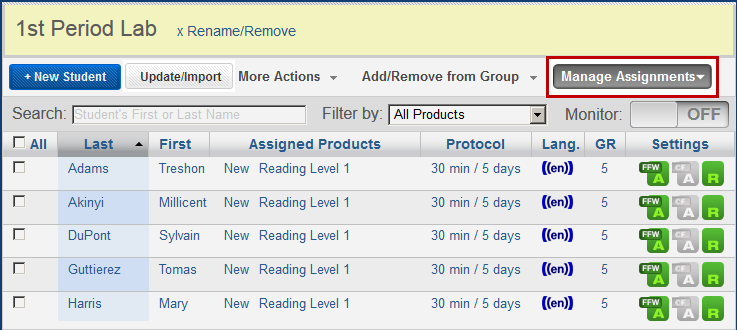 About Fast ForWord assignments